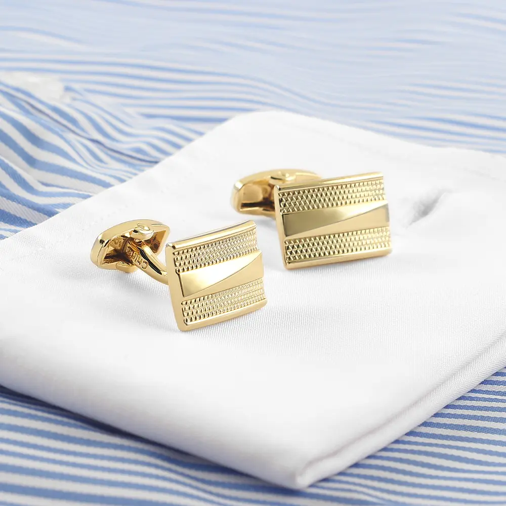 ODM French Rectangular Gold Plated Classic Cufflinks Suit Shirt For Men CLW0013-G Exporter, Company