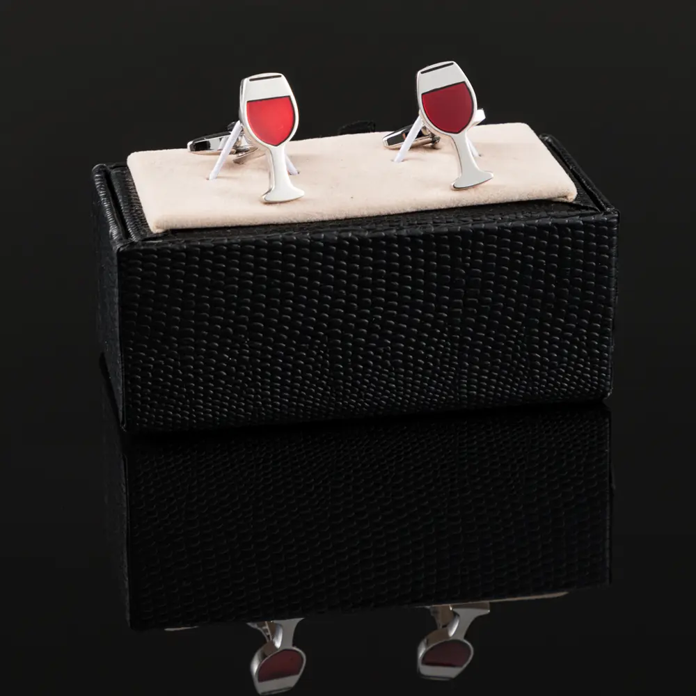 ODM Popular Selling Red Wine Bottle Glass Shape Cufflinks French Style Shirt Buttons CC0329-AB Manufacturers, Company