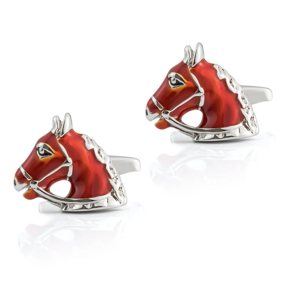 ODM China Factory Wholesale Low MOQ Soft Enamel Cufflinks Personalised Horse Head CC0325 Exporter, Companies