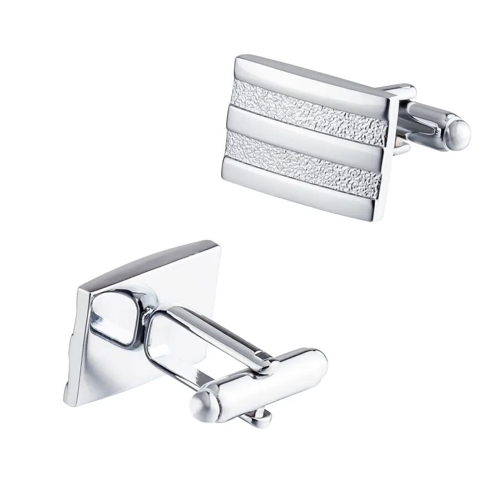 Wholesale Rectangle Silver Craved Strips Cufflinks Custom Men's Suit Shirt Fashion Accessory CL-C356