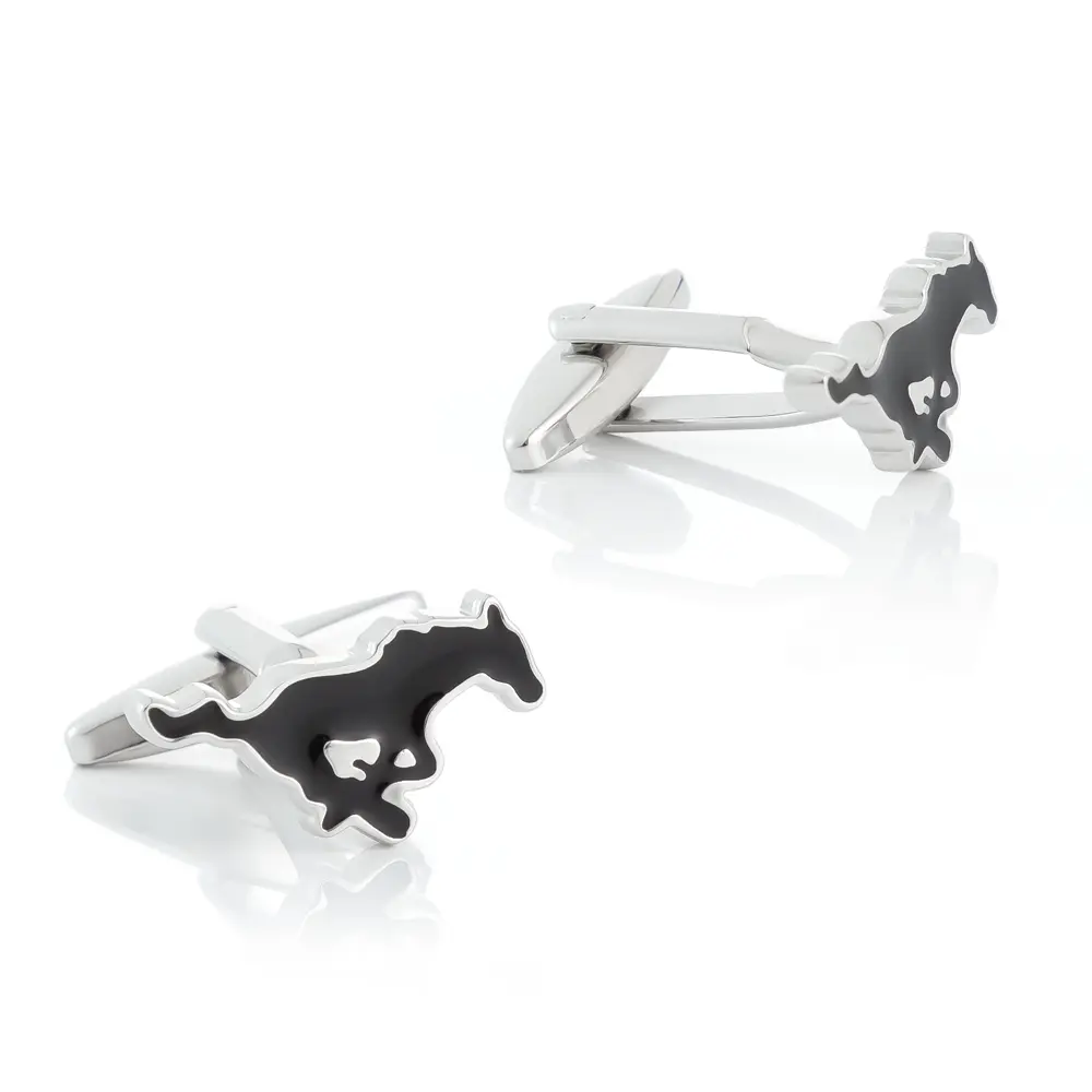Wholesale Cufflinks Fashion New Personalized Black Running Horse Fancy Enamel Cuff Link CC81122