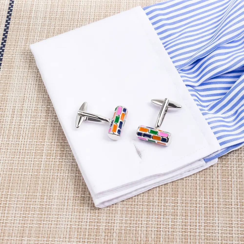 Custom Factory Wholesale Cylindrical Colorful Cufflinks For Men Shirt Accessories CC0309