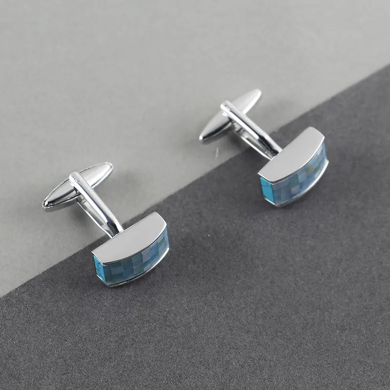ODM High Quality Elegant Rectangle Blue Mother of Pearl Mosaic Cufflinks Manufacturers, Exporter