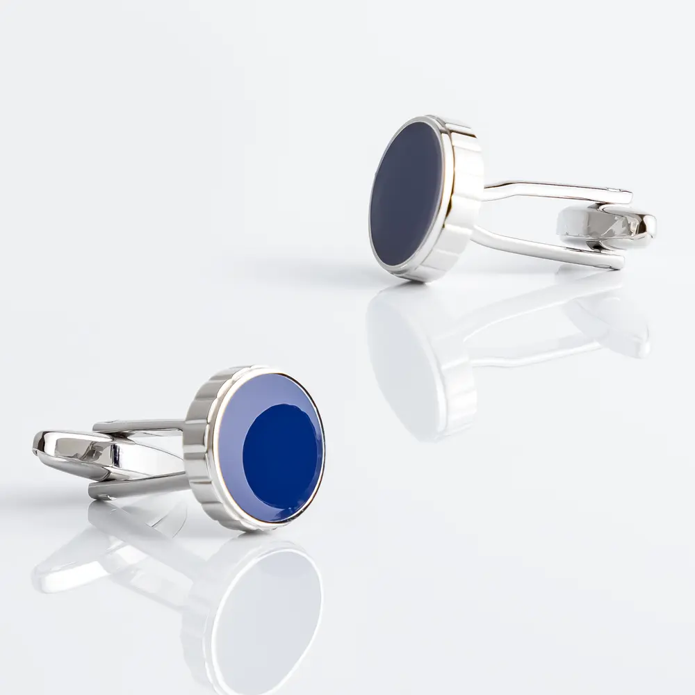 OEM Factory Wholesale JINJIE  Blue Enamel Round Men's Cufflinks Suit Accessories CC8616 Manufacturer, Factories