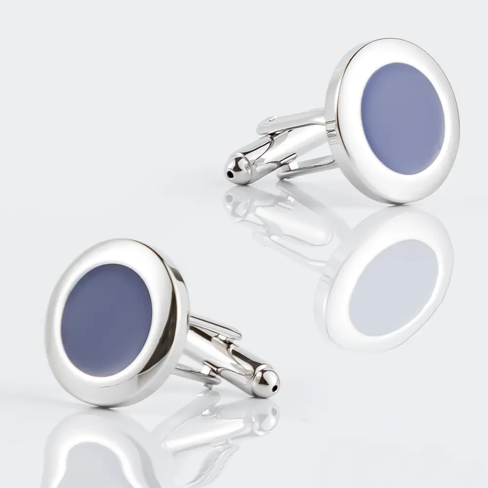 Wholesale Tuxedo Suit Shirt Cuff Links Round Blue Enamel Silver Cufflinks Fashion Accessory CC8585