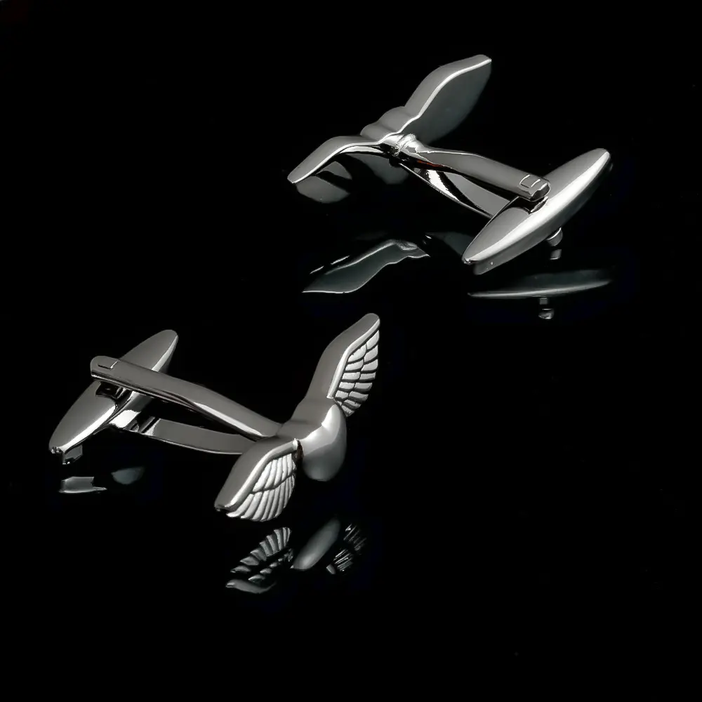 Custom Manufacturer Shirt Cufflinks 3D Angel Wings Heart Silver Custom Men Cuff Link CL0197 Supplier, Companies