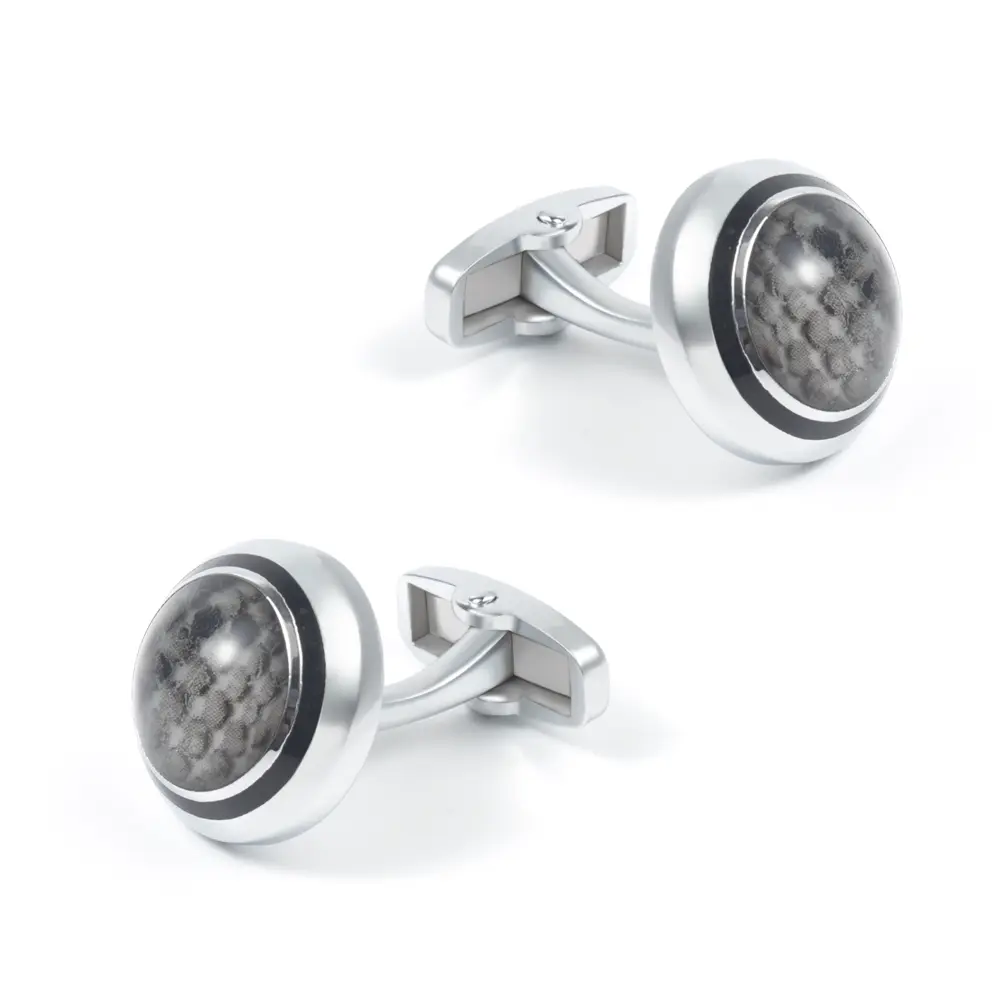 Custom Vintage Round Natural Lace Agate with Silver Plated Cufflinks for Men Shirt Exporters, Companies