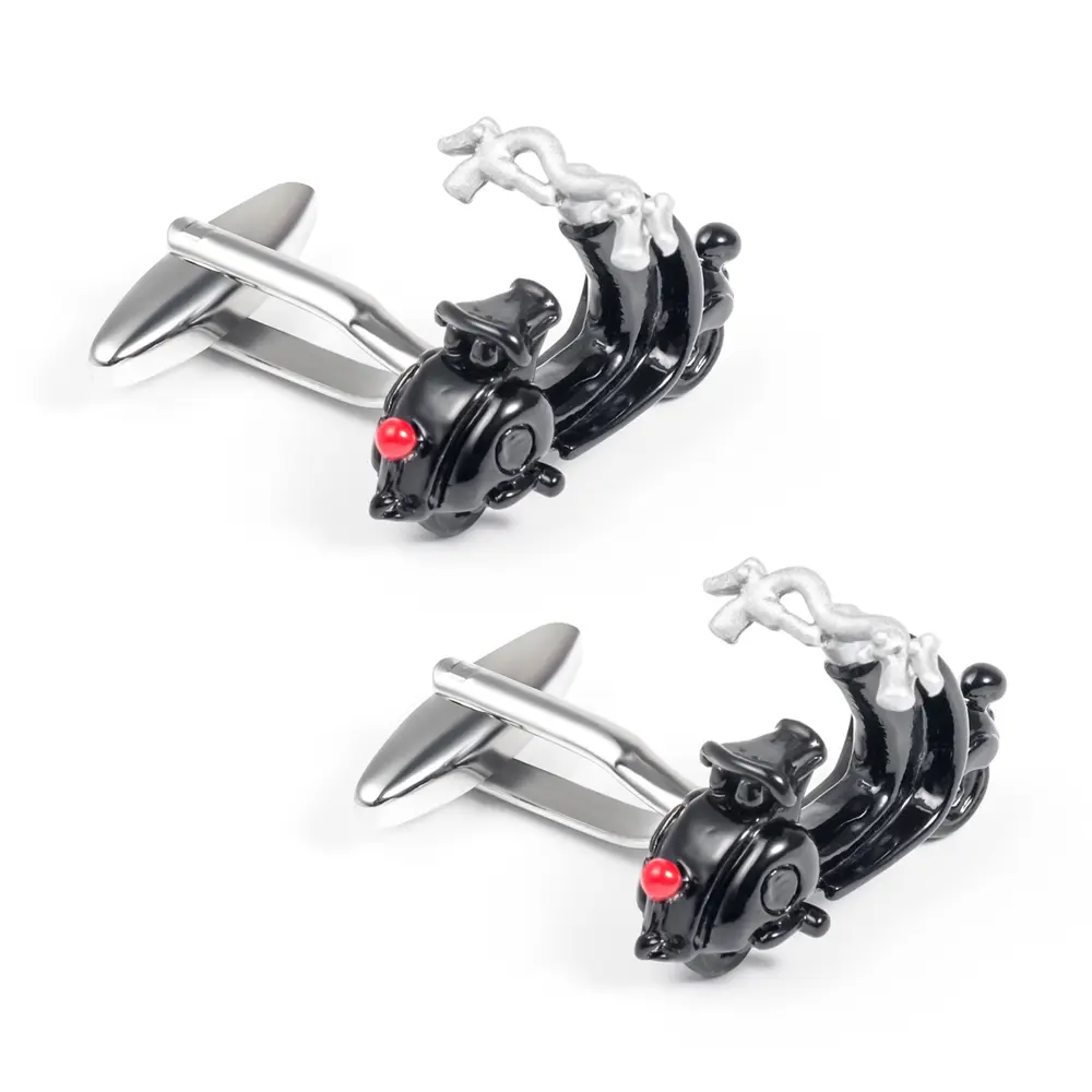 OEM Manufacturer Wholesale Custom High Quality Black 3D Scooter Metal Silver Cufflinks CC0079 Manufacturer, Suppliers