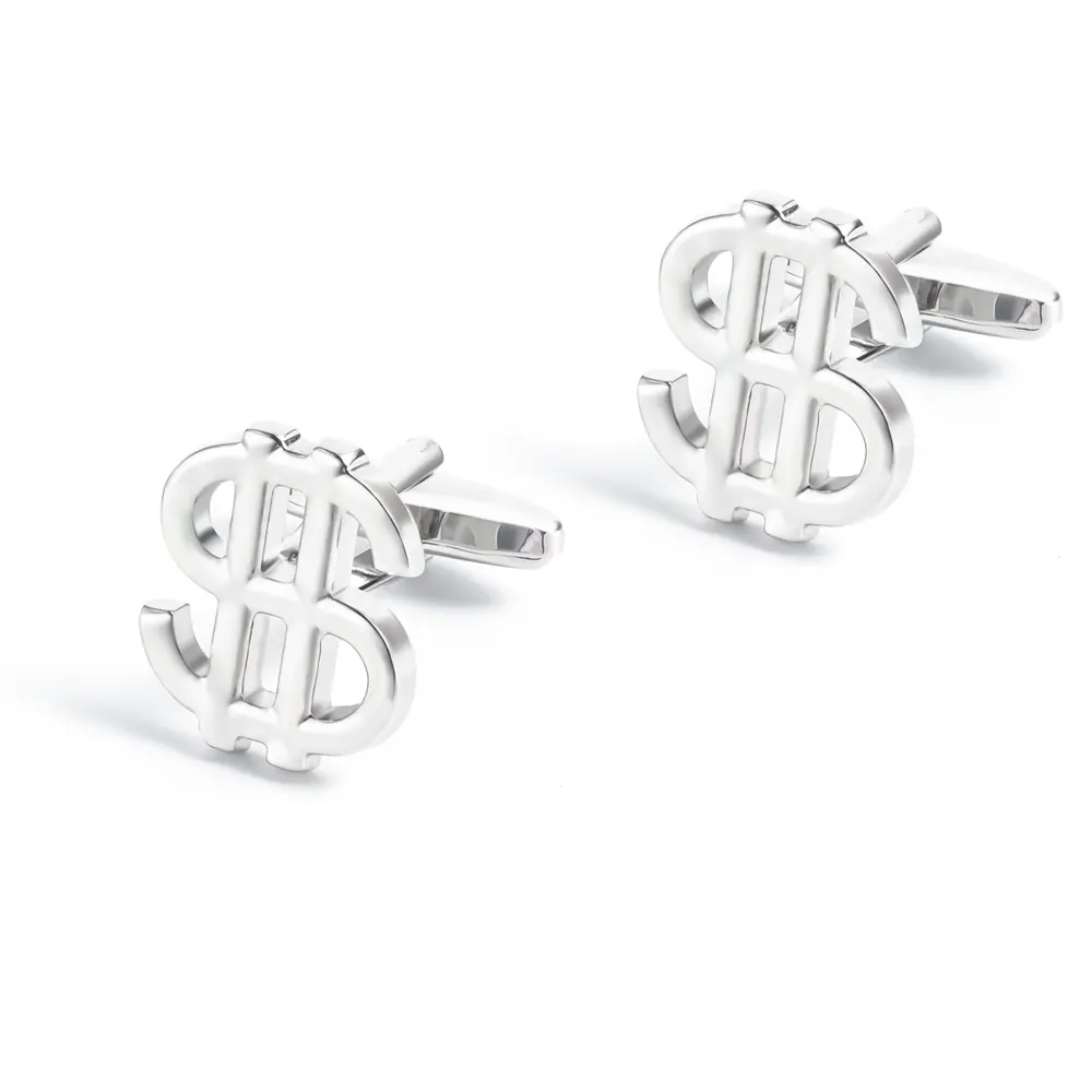 Wholesale High-Polished Personalized Men Silver Color Hollow Dollar Design Brass Cufflinks CL0125 Manufacturers, Company