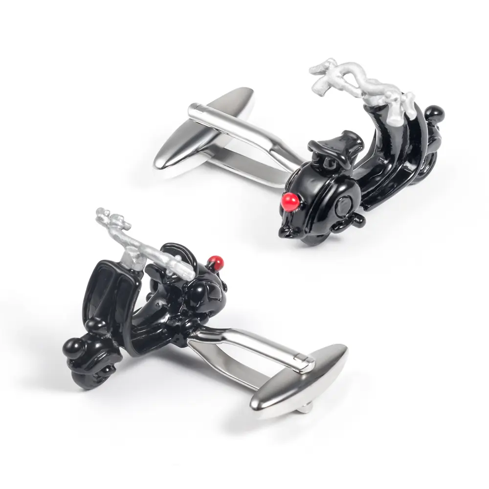 OEM Manufacturer Wholesale Custom High Quality Black 3D Scooter Metal Silver Cufflinks CC0079 Manufacturer, Suppliers