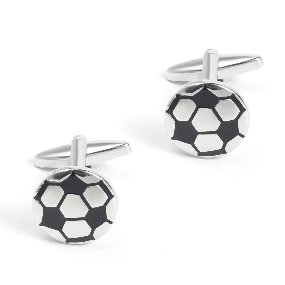 Wholesale Fashion Brass Sliver Black Football Cuff Links Accessories for Men Gifts CC0012