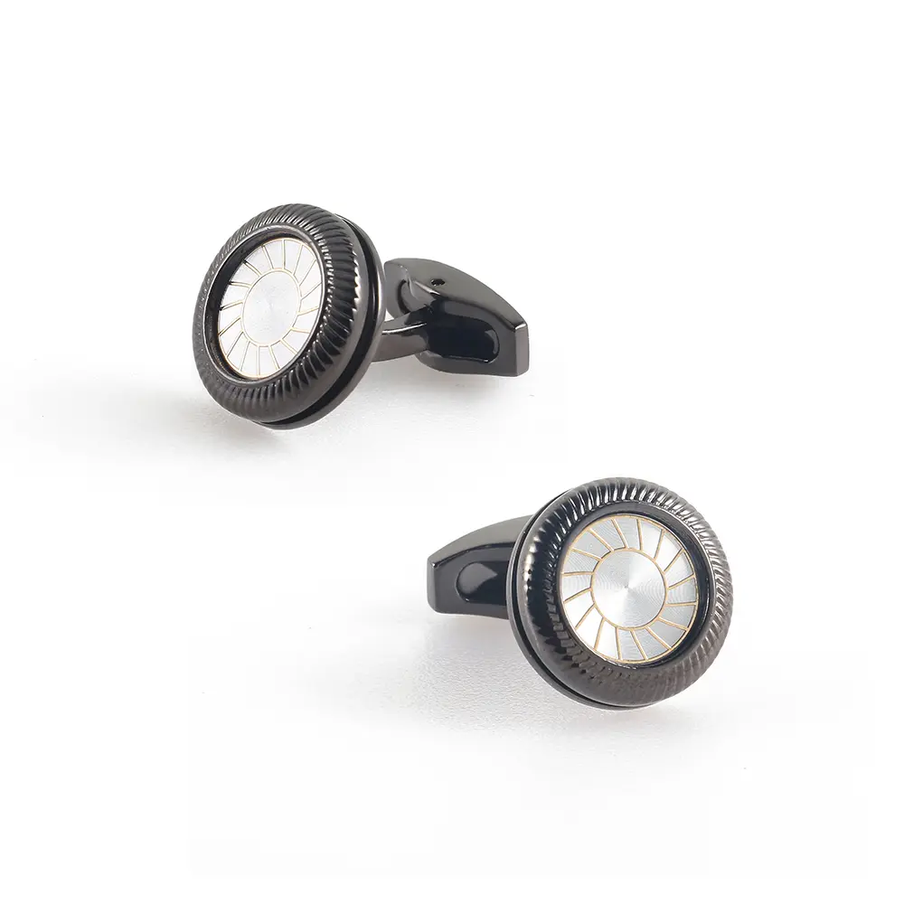 ODM Personalized High Quality Black Silver Tyre Pattern Cufflinks Exporter, Exporters