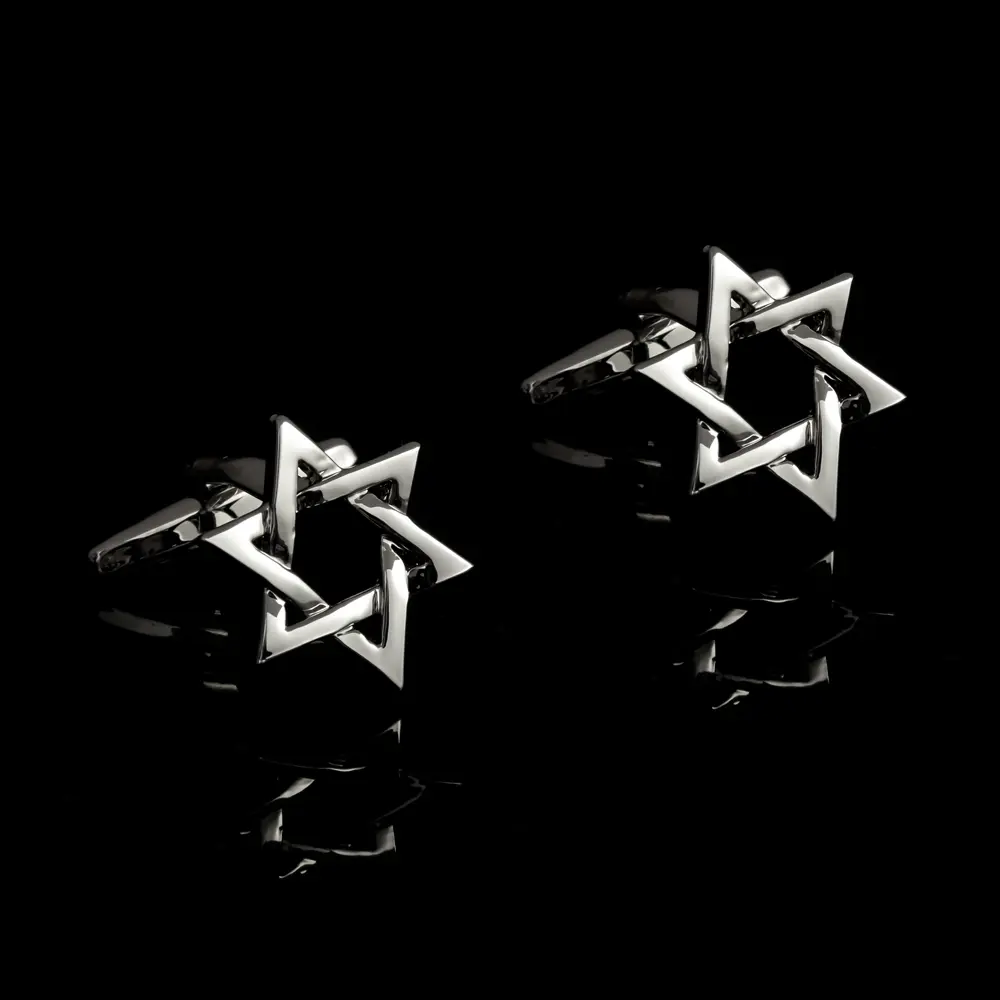 Wholesale Wholesales Amazons Etsy Hot Selling Custom Silver Metal Star of David Cufflinks CL0199 Manufacturer, Exporter