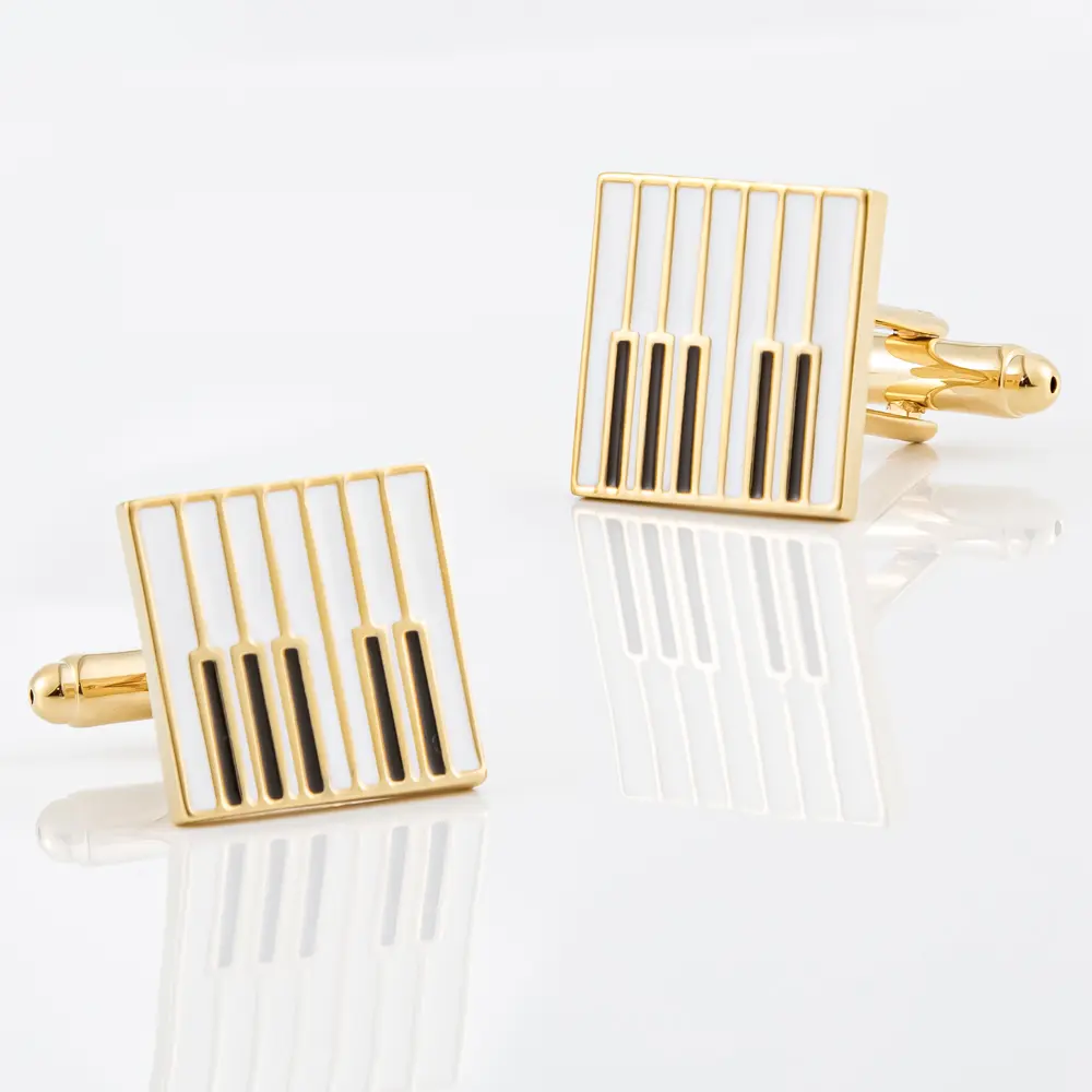 OEM JINJIE Factory Wholesale Fancy Square Gold Piano Keys Cufflinks Men Gifts Fashion Accessory CC8945 Factory, Company