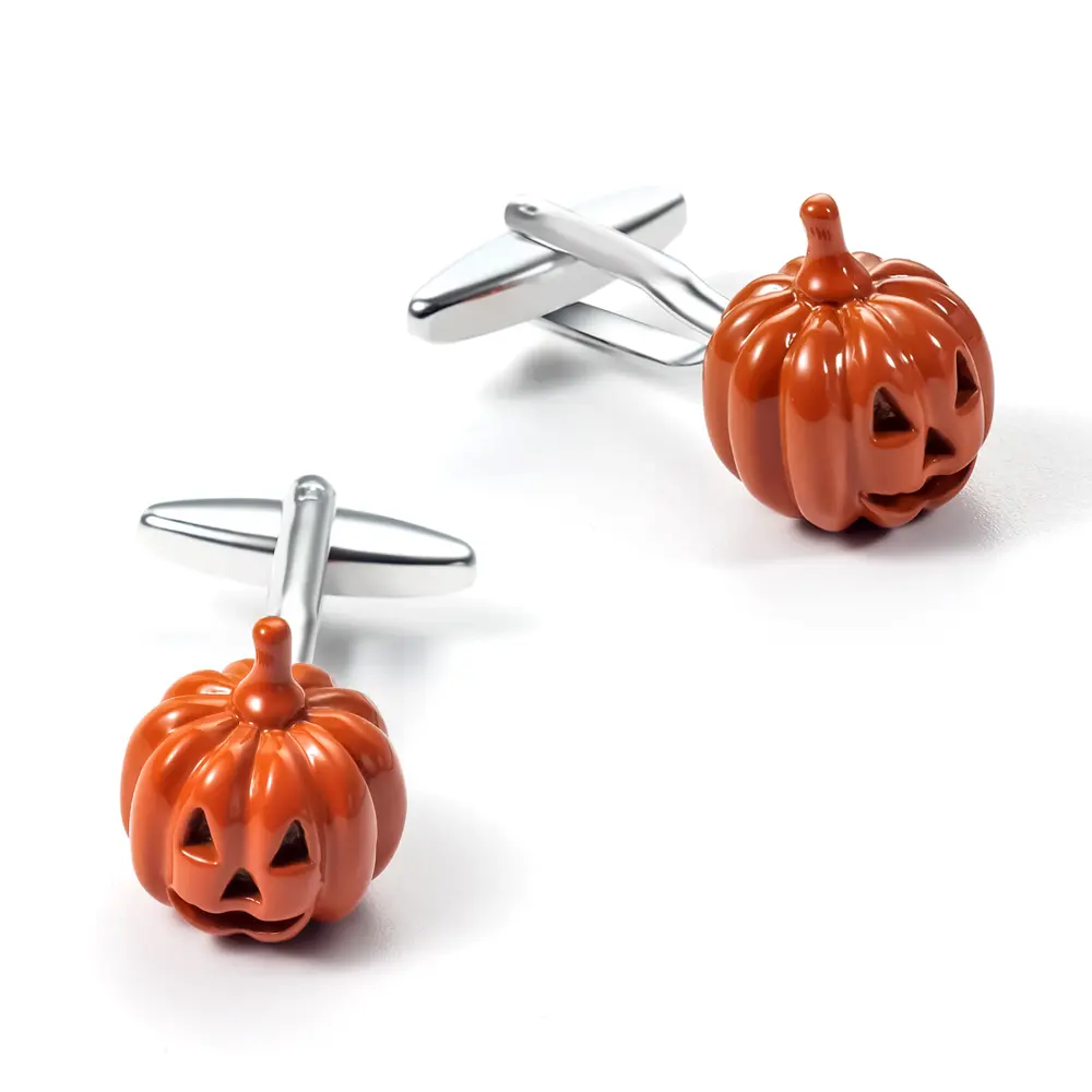 OEM Factory Yellow Color Halloween Pumpkin Design Cufflinks for Men Shirts CC0192 Manufacturer, Factory