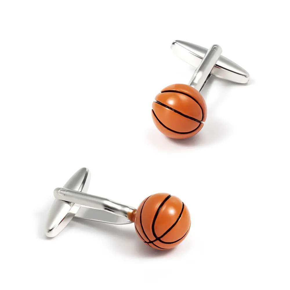 OEM High Quality Mens Sports Yellow Basketball Cufflinks Copper Material CC0067-Y Company, Companies