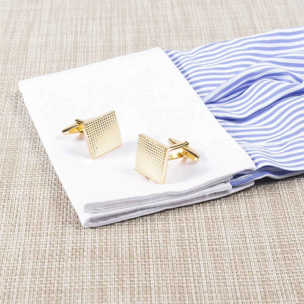 OEM Latest Design Retro Golden Square Dot Brass Material Men Cufflinks For Shirts CL0190-G Manufacturer, Factory