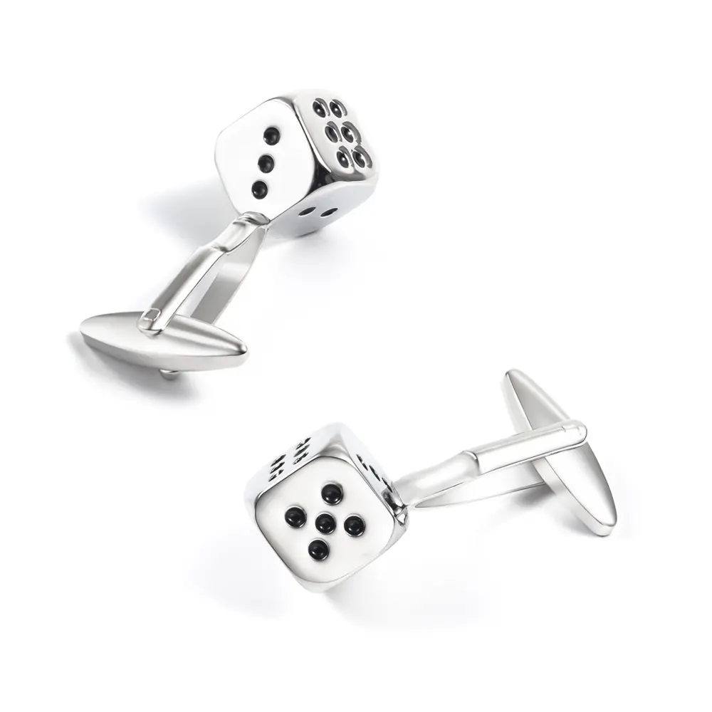 ODM High Quality Fashion French 3D Lucky Dicee Enamel Cufflinks Copper Silver Cuff CC0272 Manufacturers, Exporter