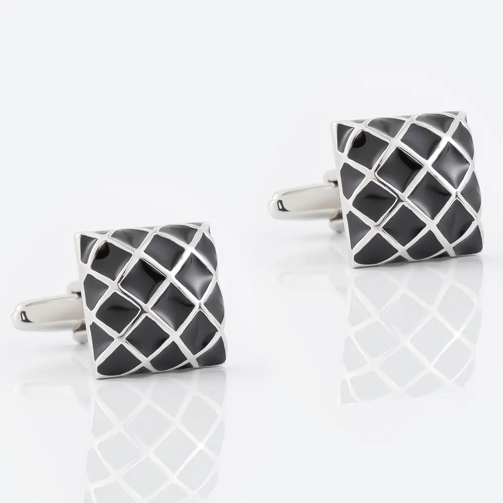 Wholesale JINIJIE Ready To Ship Fashion Grid Black Square Metal Copper Mens Cufflinks Suit Accessories CC8968 Exporter, Company