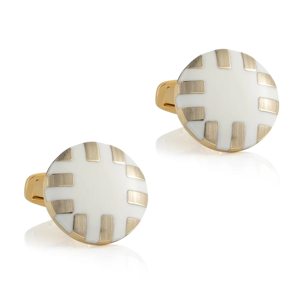 Custom Vintage White Stone with Gold Checkered New Stylish Men Cufflinks Wholesales Suppliers, Factory