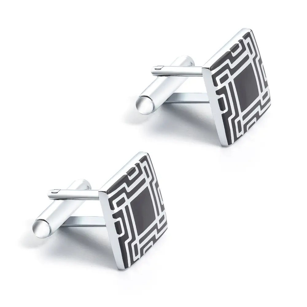 OEM Factory OEM Cheap Brass Material Square Shaped Black Enamel Cufflinks for Men CC-Q116 Manufacturer, Factories