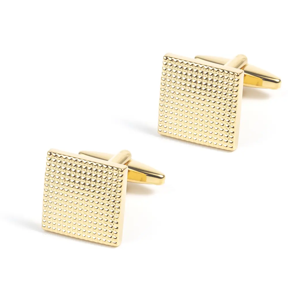 OEM Latest Design Retro Golden Square Dot Brass Material Men Cufflinks For Shirts CL0190-G Manufacturer, Factory
