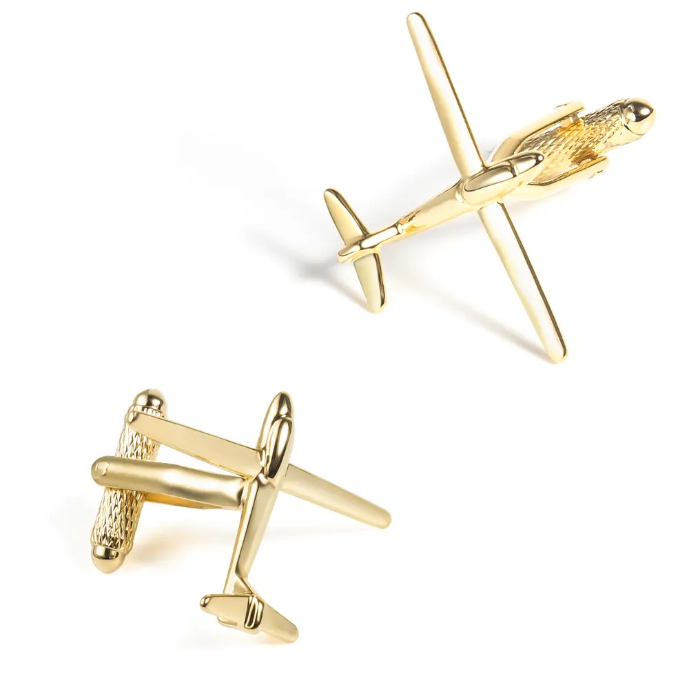 Custom Men Accessories Gold Plated Brass Aviation Plane Cufflinks For Men Shirt CL0221-G Manufacturer, Suppliers