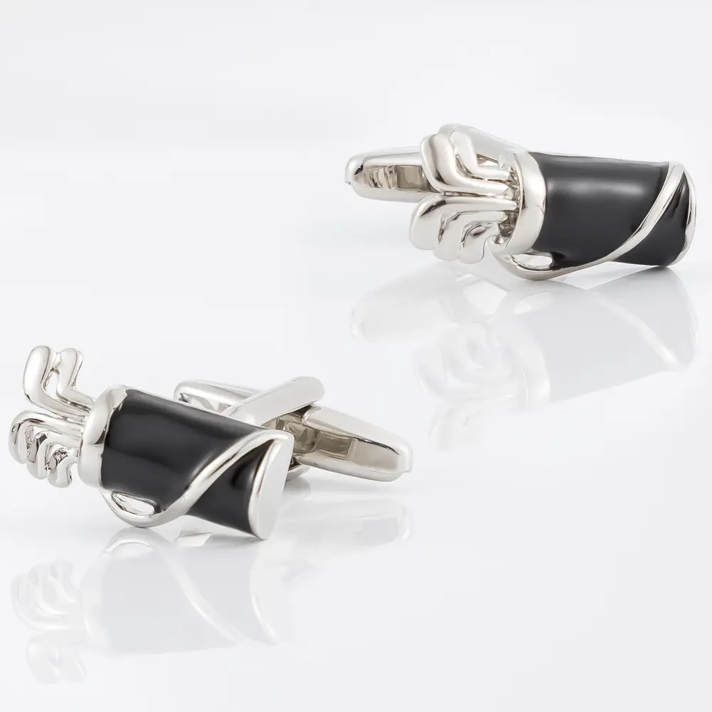 Custom JINJIE Wholesale Elegant Black Onyx Golf Bag & Clubs Cufflinks For Men Shirts CC8276 Company, Companies
