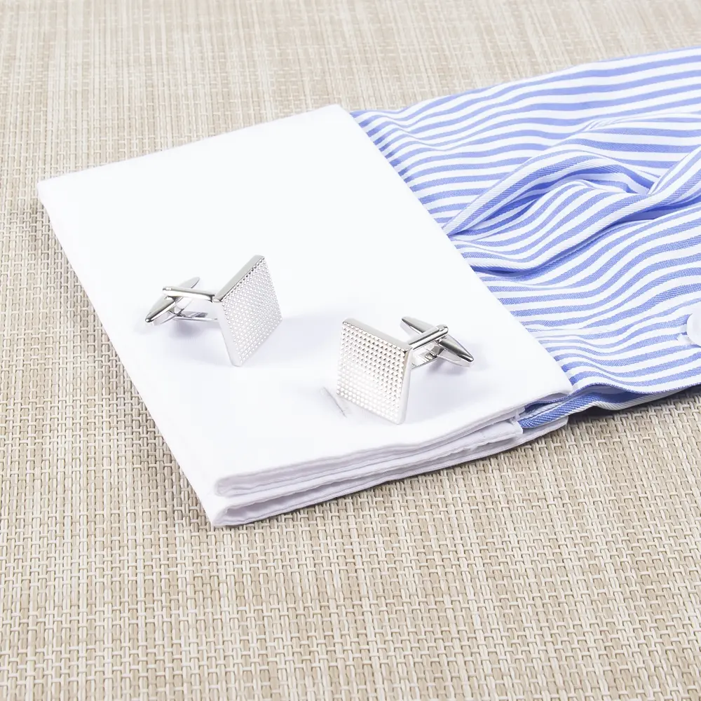 Wholesale Latest Design Retro Silver Square Dot Brass Material Men Cufflinks For Shirts CL0190-S Supplier, Suppliers