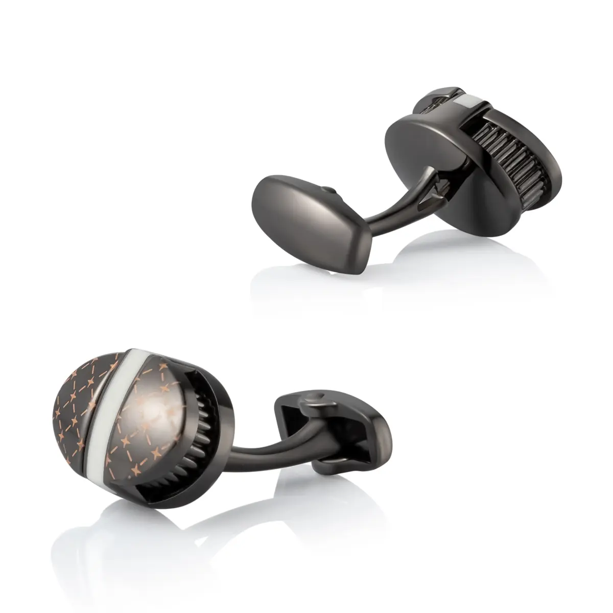 ODM Luxury Sparkle Diamond Pattern Oval Shape Black & Golden Men Cufflinks Wholesale Factories, Companies