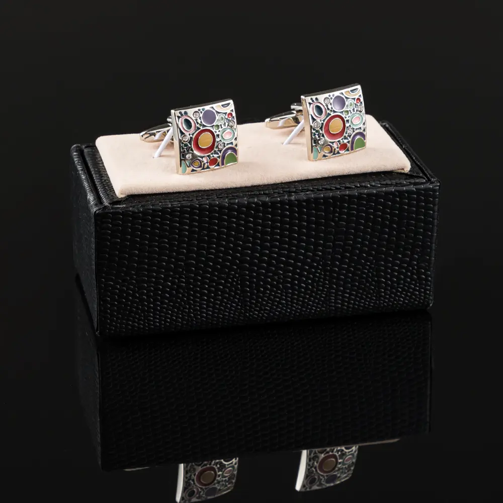 Custom High End Abstract Art Square Shape Colorful Enamel Wedding Cufflink Men Fashion Accessory Gift CC81121 Manufacturer, Companies