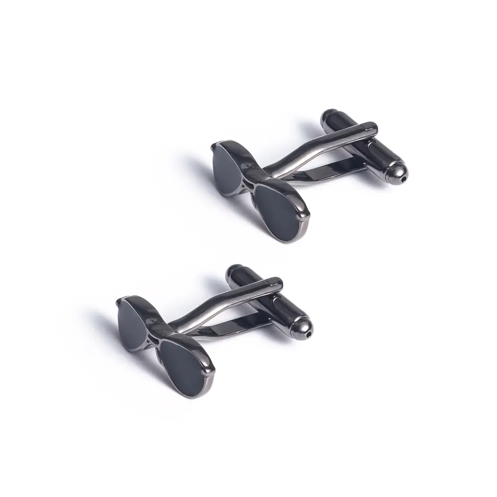 Custom Stylish New Design Gunmetal Plating French Men's Sunglasses Cufflinks Shirt Accessories for Party CC0121-G Factory, Company