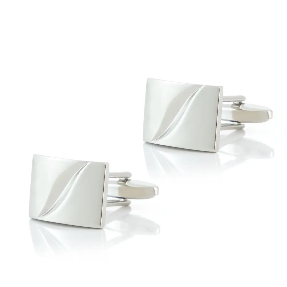 Wholesale Fashion China Custom Engraved Men Silver Color Square Copper Cufflinks CL0085