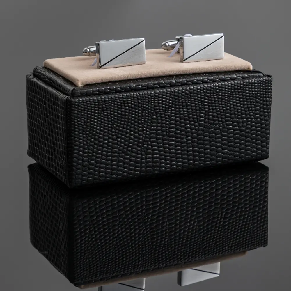 Custom Simple Fashion Sliver Rectangular Cufflinks Wholesale Men's Diagonal Line Cufflinks CL-C423 Manufacturer, Companies