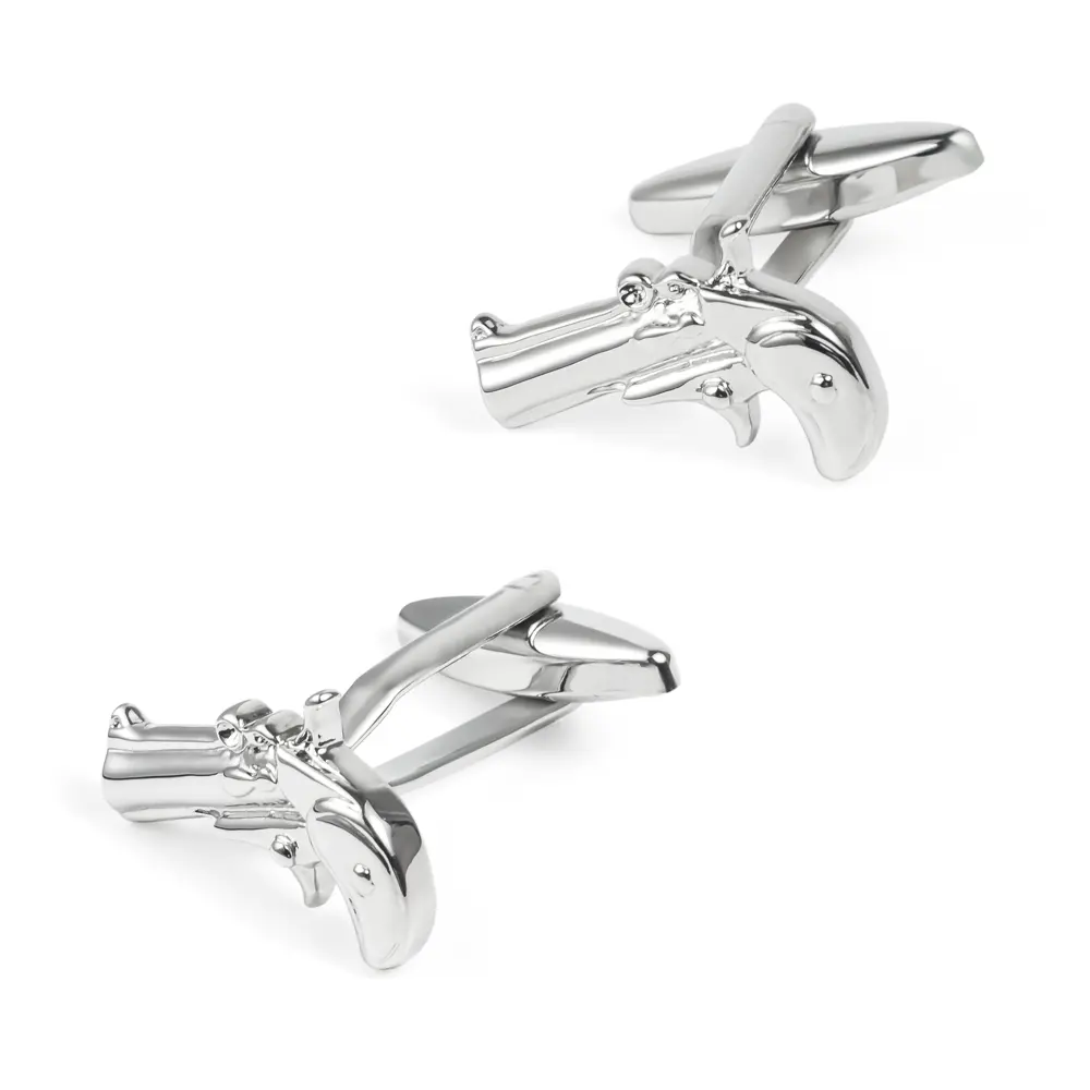 Wholesale Novelty Silver Derringer Pistol Gun Shape Cufflinks Men's Suit Shirt Fashion Accessory CL0034-S