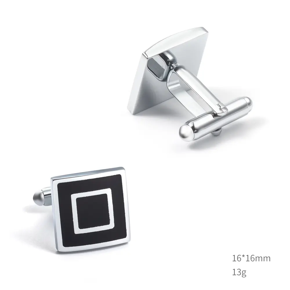 Wholesale Low Price Square Silver Enamel Metal Cufflinks Men Shirt Button Accessories CC-Q105