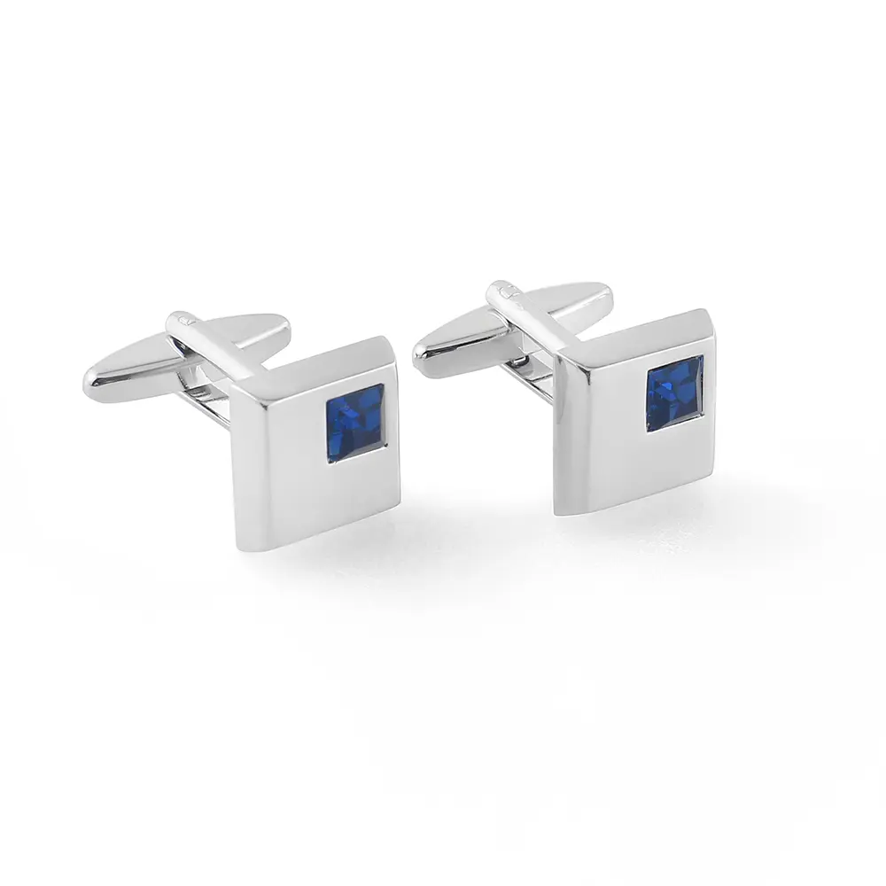 OEM Fashion French Luxury Wedding White Blue Square Crystal Zircon Diamond Men's Cufflinks CS0028-blue Supplier, Factory