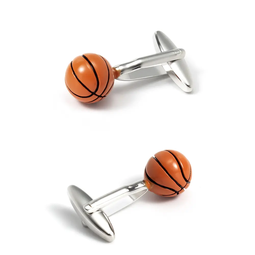 OEM High Quality Mens Sports Yellow Basketball Cufflinks Copper Material CC0067-Y Company, Companies