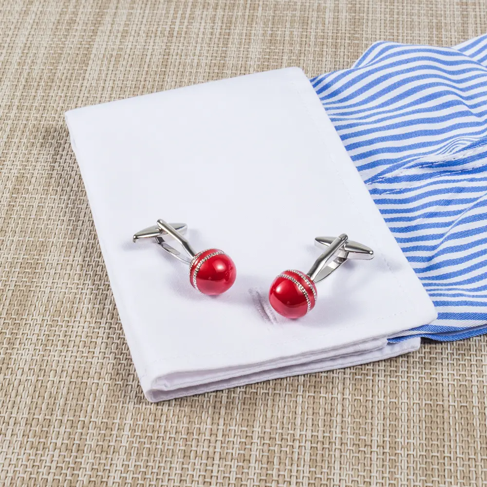 ODM Factory Wholesale Personalised Enamel Red Cricket Ball Cufflinks Men Gifts CC0031-Ball Manufacturer, Exporters