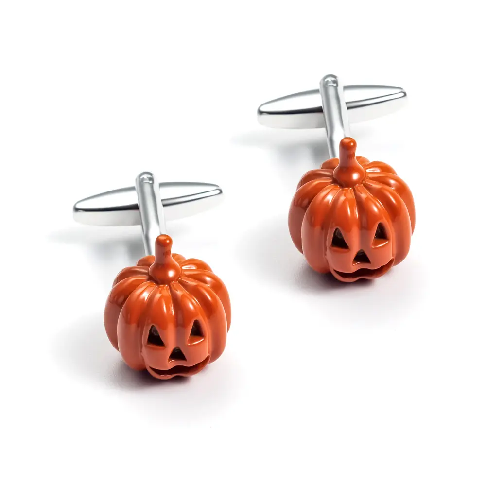 OEM Factory Yellow Color Halloween Pumpkin Design Cufflinks for Men Shirts CC0192 Manufacturer, Factory