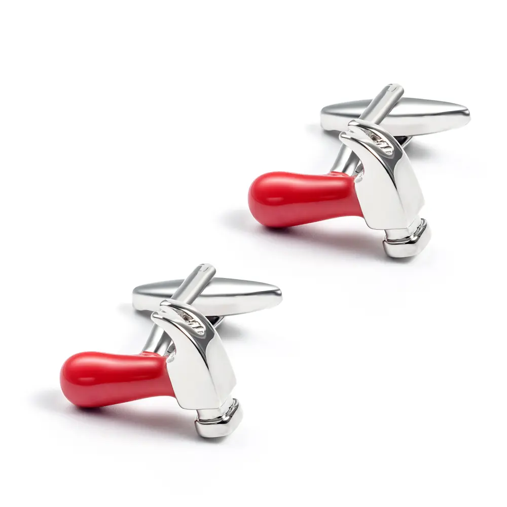 ODM Personalized Funny Men's Metal Red Hammer Design Cufflinks Wholsale for DIY Craftsman Gifts CC0033 Manufacturer, Exporter