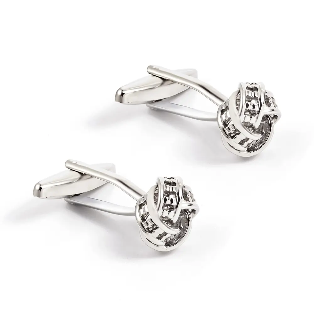 OEM Classic Fashion Elegant Cufflinks Custom Metal Brass Knot Cuff links for Men Company, Companies