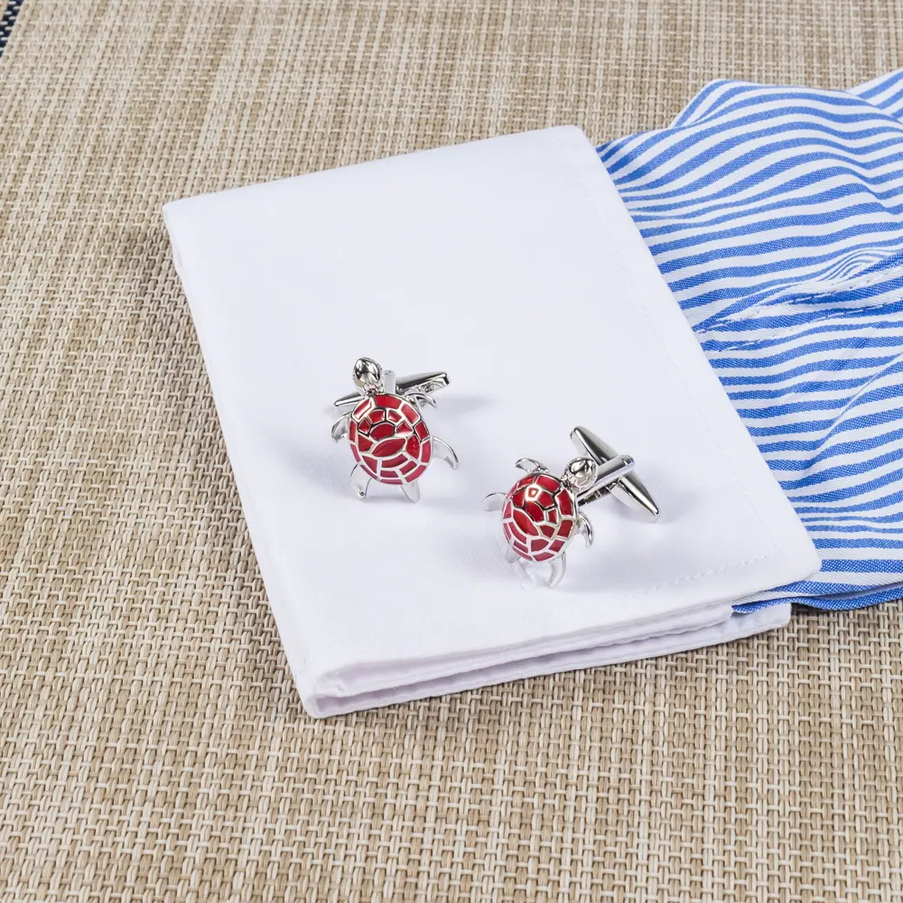 Wholesale Quality Shirt Cufflinks Customize Enamel Novelty Tortoise Red Cufflinks CC0028