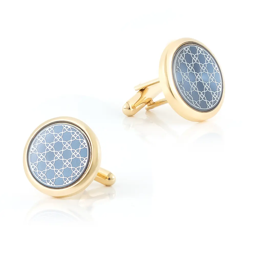 Wholesale Low Price Gold Plated Round Lace Pattern Wedding Gift for Men Cufflink Factory Wholesale Supplier, Factories