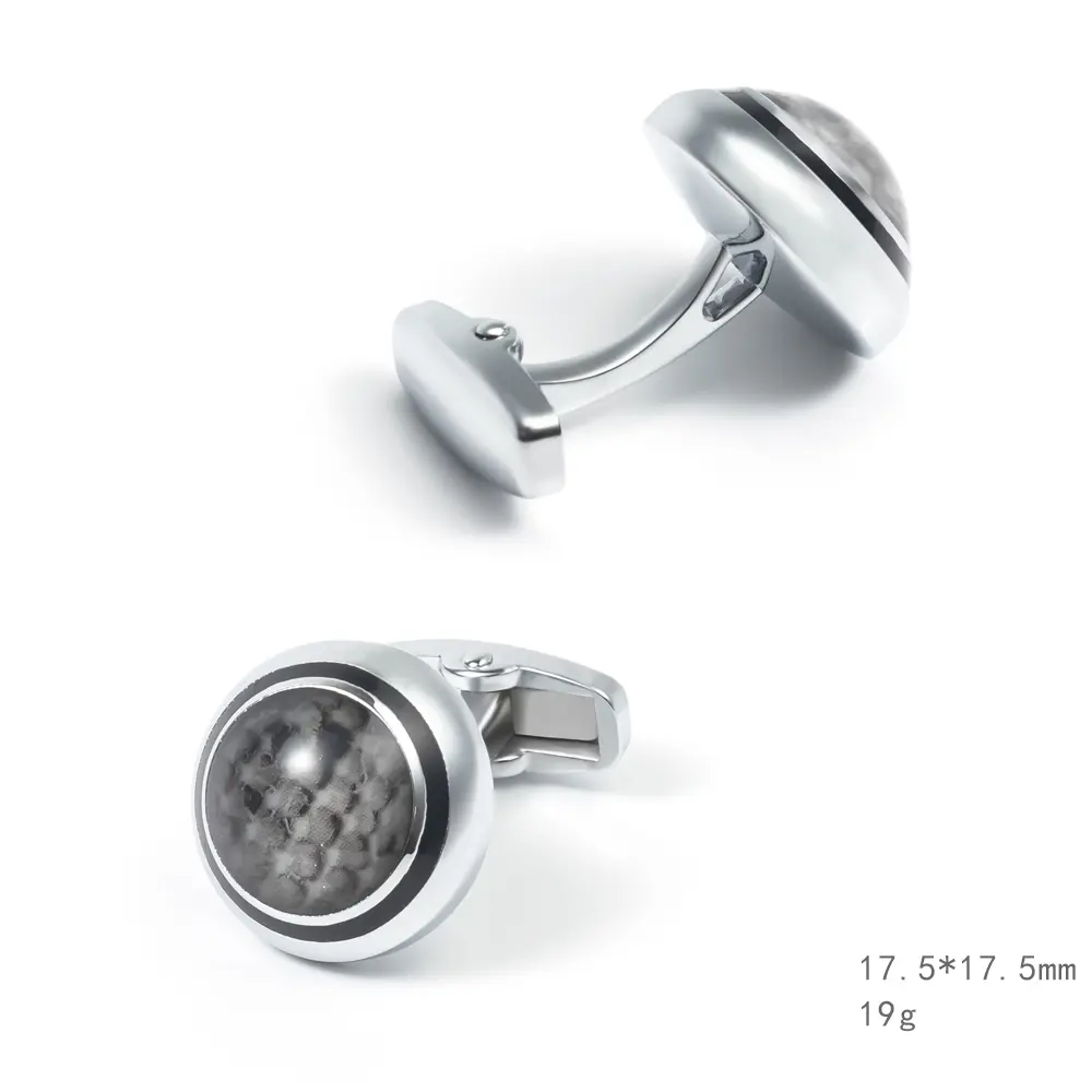 Custom Vintage Round Natural Lace Agate with Silver Plated Cufflinks for Men Shirt Exporters, Companies