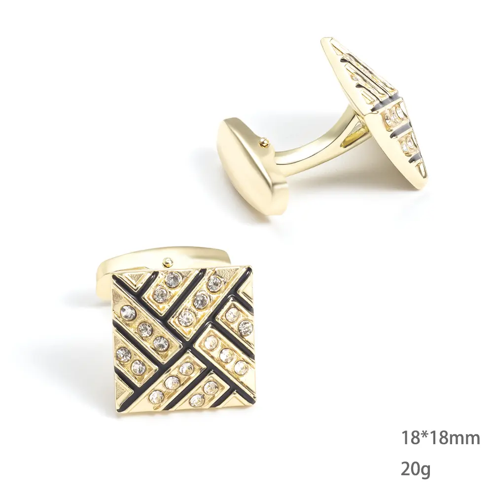 ODM Cufflinks Supplier  Gold Plated Zinc Alloy Diamond Jewelry Business French Cufflinks CSW0038 Supplier, Exporters