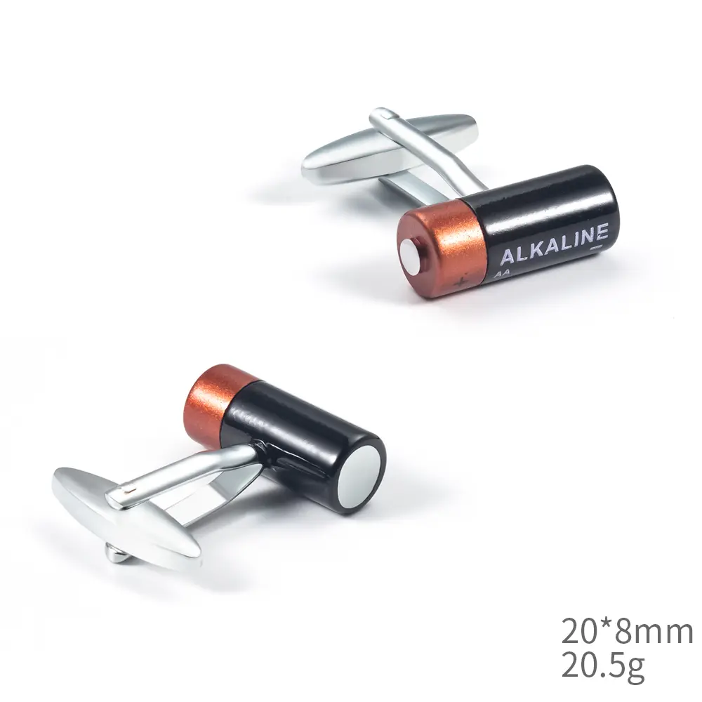 Custom Factory Wholesale Novelty Style Battery Model Design Cufflinks for Men's Shirt Jewelry CC0323 Supplier, Exporter