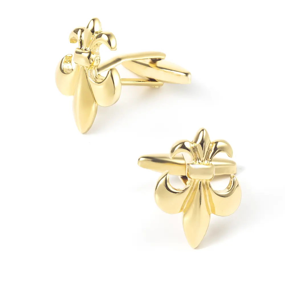 Custom Luxury Men Jewelry Gold Tone Fashionable Flower Fleur De Lis Cufflinks Wholesale CL0027 Manufacturer, Exporters