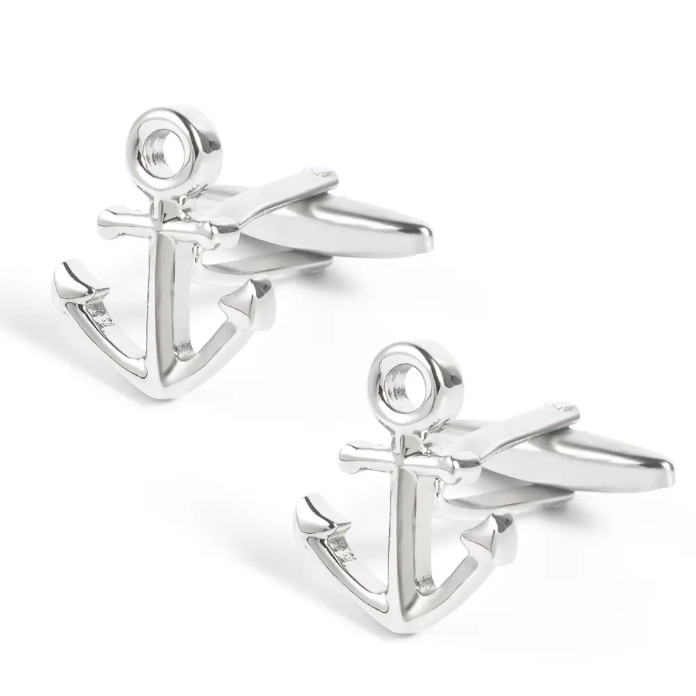 ODM Hot Selling Superior Metal Craft Boat Anchor Design Silver Plated Copper Cufflinks CL0006 Manufacturer, Company