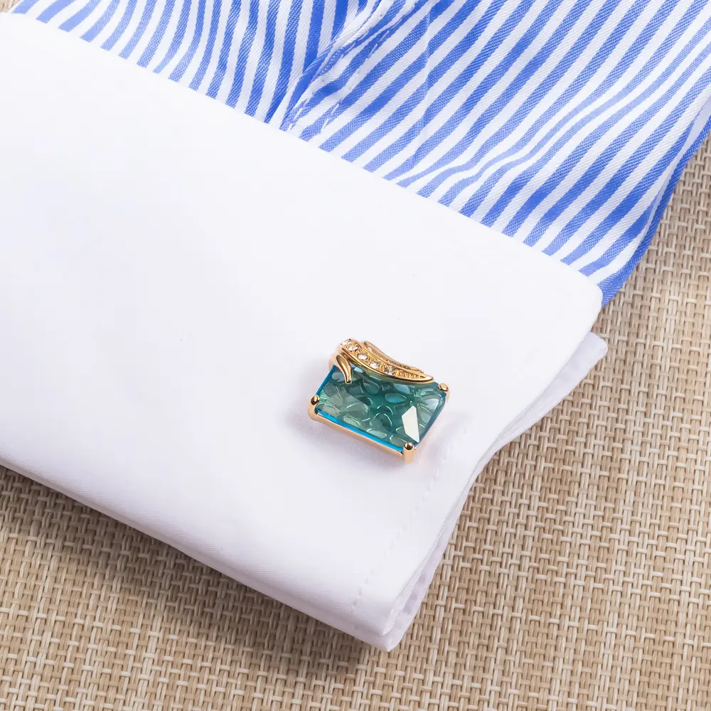 Wholesale Sky Blue Crystal Diamond Elegant Cufflinks Custom Men's Suit Shirt Cufflinks CS0095-2